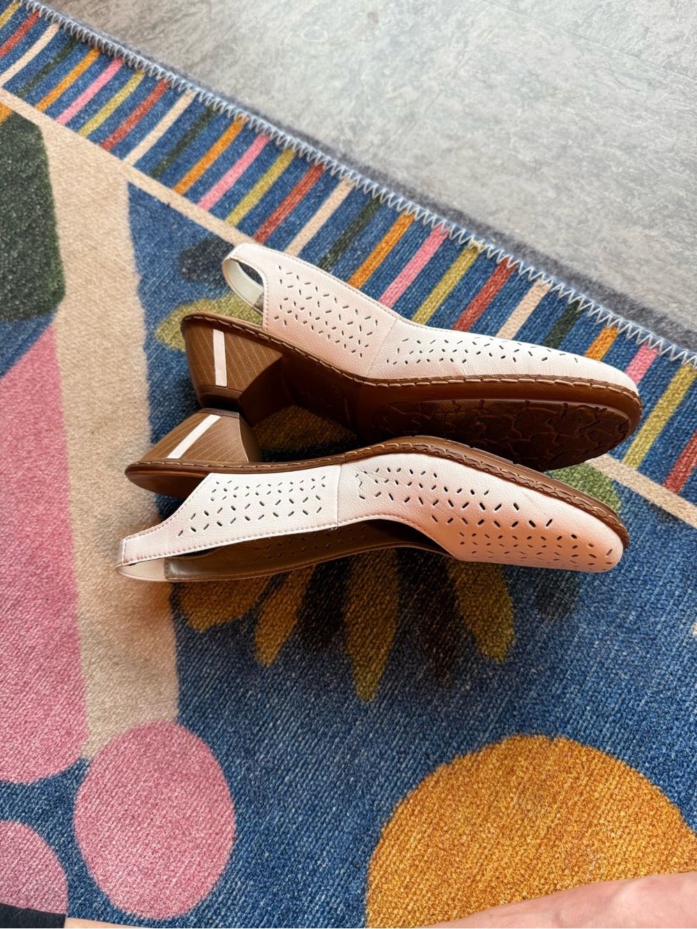 Rieker White Kitten-Heel Slingback Mules - Picture 3 of 8